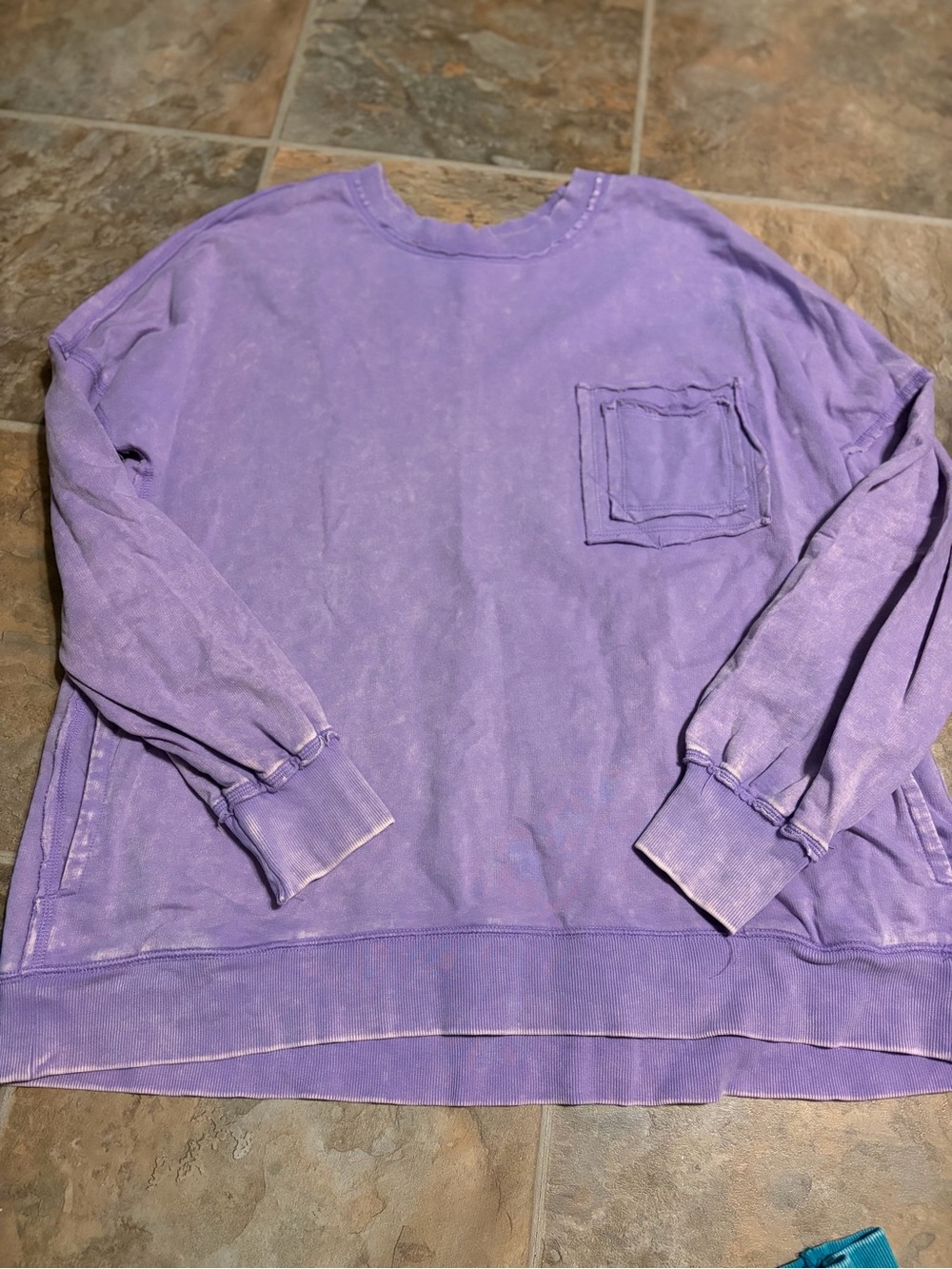 Zenana Outfitters Lavender Crewneck Pocket Sweater XL